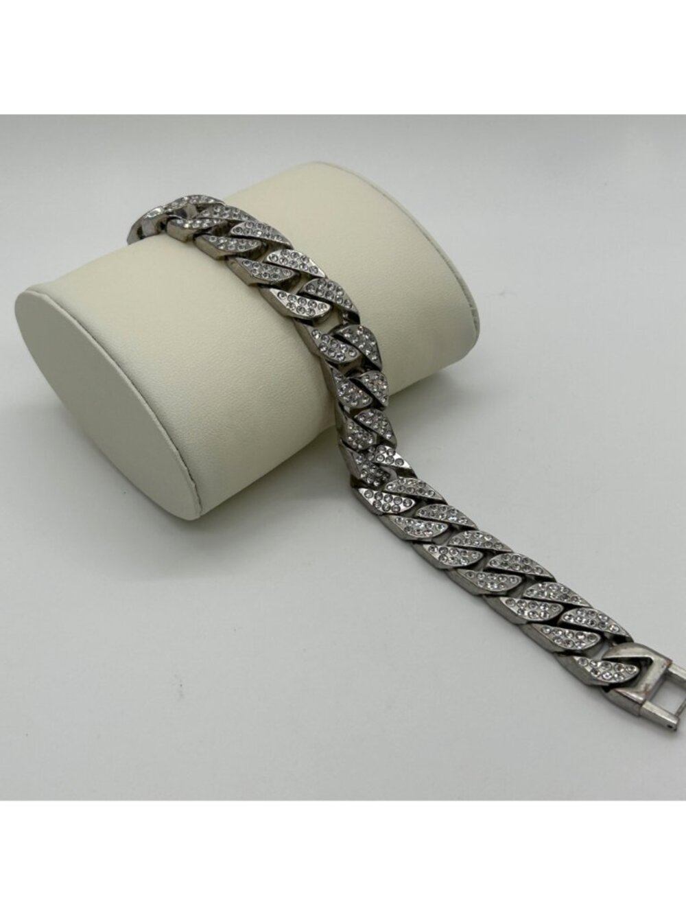 Iced Out Miami Cuban Link Bracelet Mens Hip Hop Bling Silver Tone Pave 7.5 inch - Picture 3 of 10